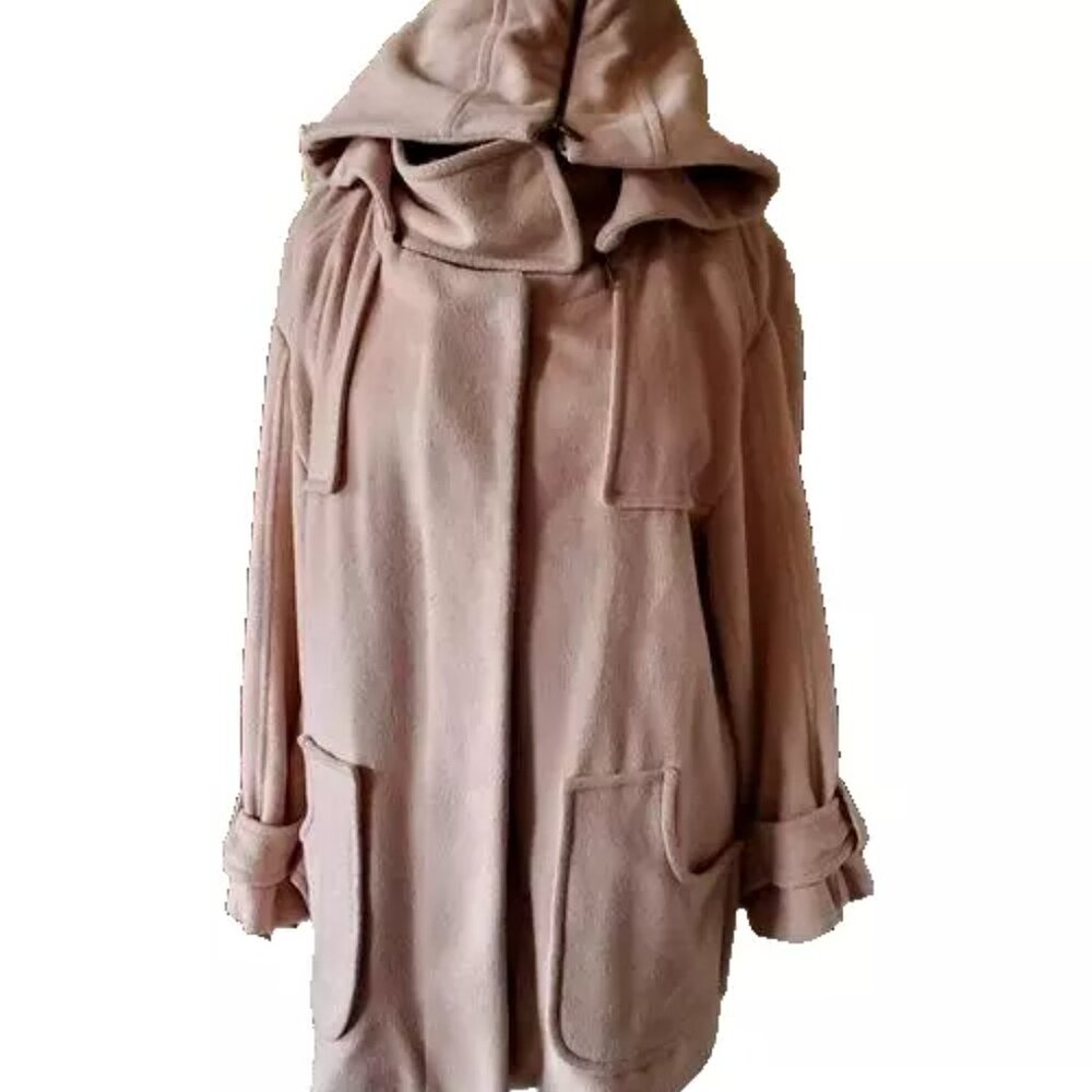Cynthia Steffe Beige/Tan Wool Hooded Peacoat S